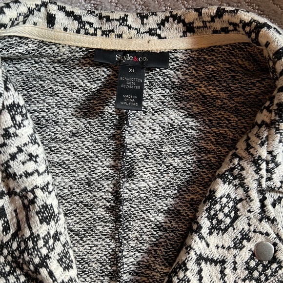Style & Co Macys XL Jacket Black Cream Geometric pattern Comfy! - Picture 4 of 5